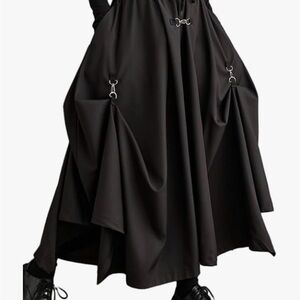 Oversized Silver Clip Pleated Drawstring Pants